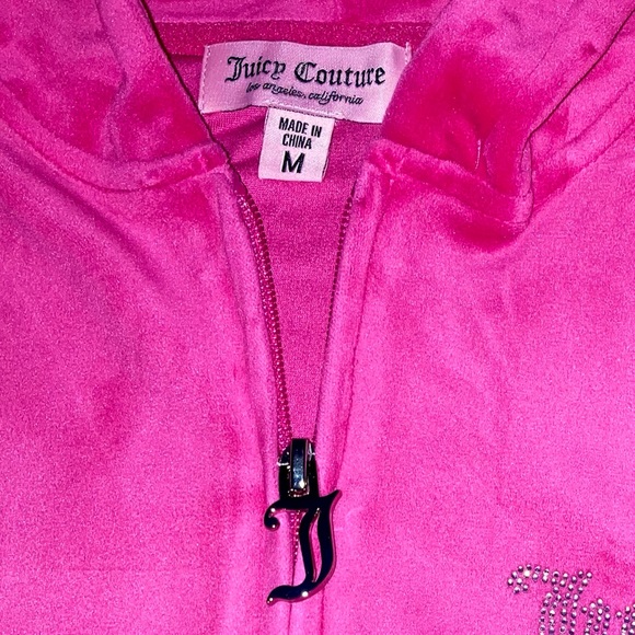 Juicy Couture💕Pink Velour Jogger Tracksuit Warmup. New! Rhinestone top & bottom - Picture 5 of 6